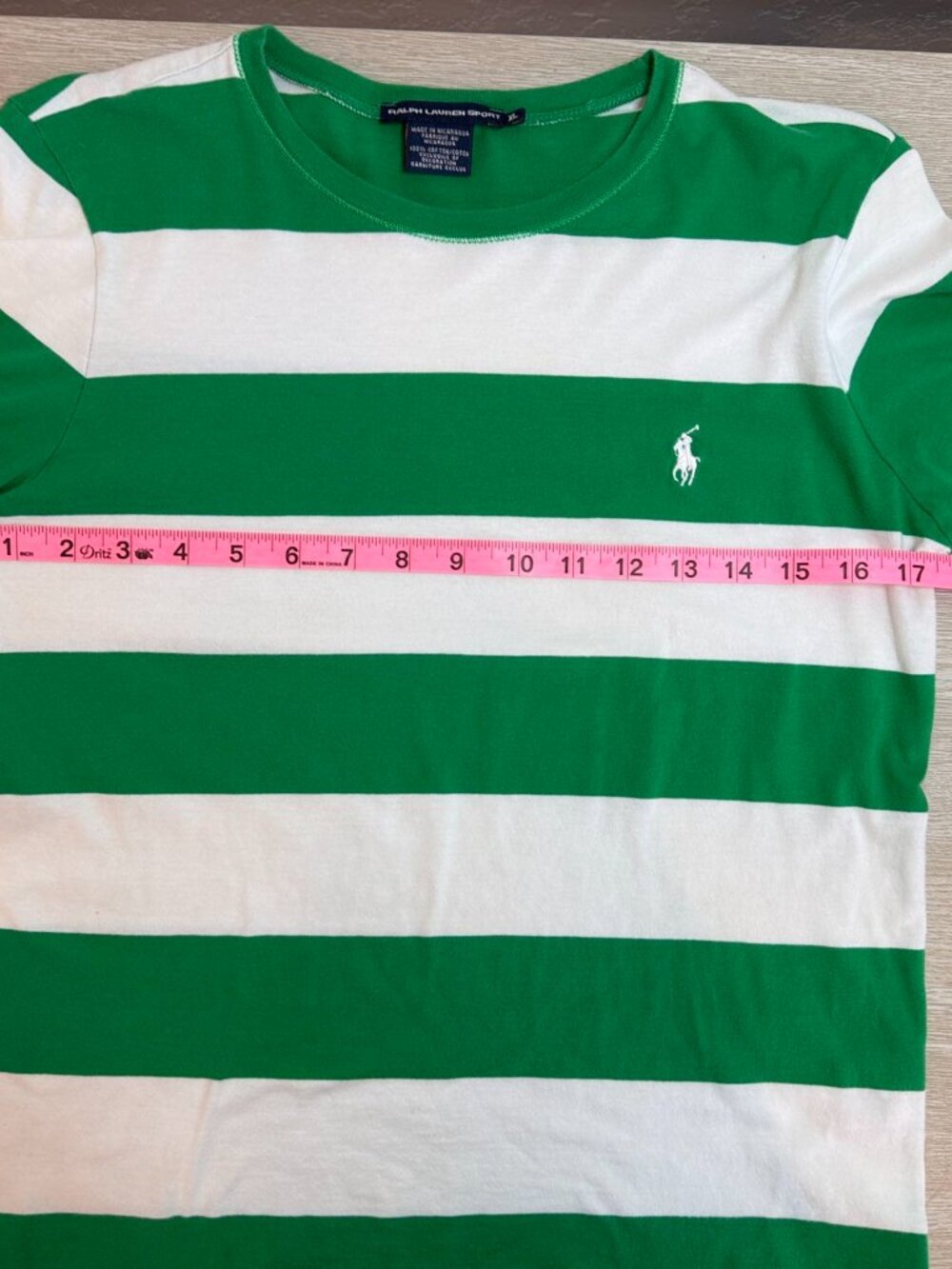 Ralph Lauren Sport Green White Women's Striped Tee XL Green - Picture 5 of 8